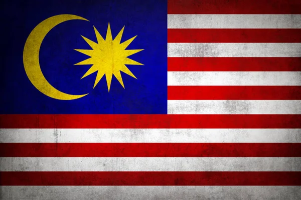 Malajská Vlajka Grunge Texturou — Stock fotografie