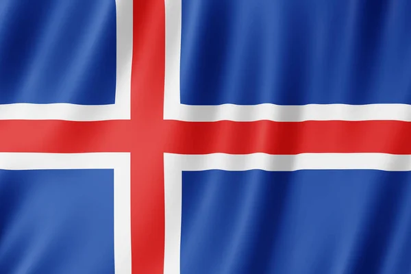 Bandera Islandia Ondeando Viento — Foto de Stock