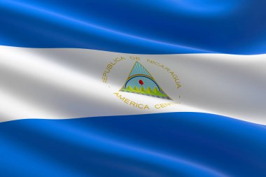 Nikaragua bayrağı. Nikaragua bayrağının 3D çizimi.