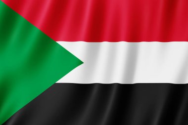 Sudan bayrağı rüzgarda dalgalanıyor.
