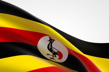 Dalgalanan Ugandalı bayrağın 3D görüntüsü.