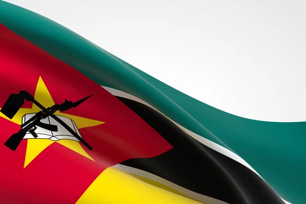 第3D次挥动莫桑比克国旗 — 图库照片