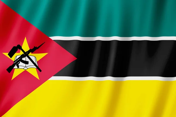 Mozambik Zászló Szélben Hullámzó — Stock Fotó