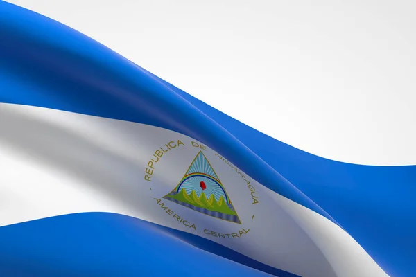 Renderização Bandeira Nicaraguense Acenando — Fotografia de Stock
