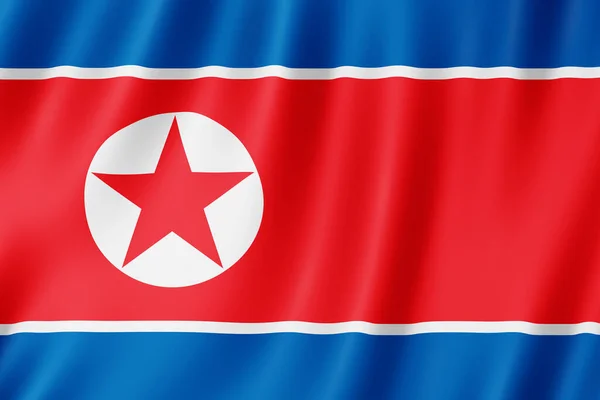 朝鲜国旗在风中摇曳 — 图库照片