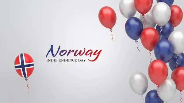 Norveç Bayrağı Renginde Balonlu Kutlama Afişi — Stok fotoğraf