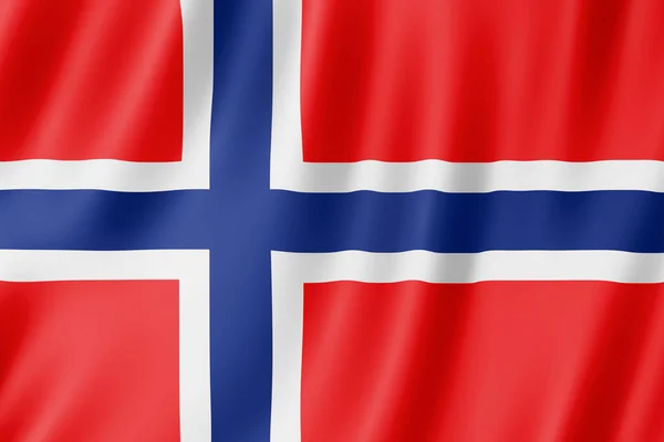 Bandera Noruega Ondeando Viento —  Fotos de Stock