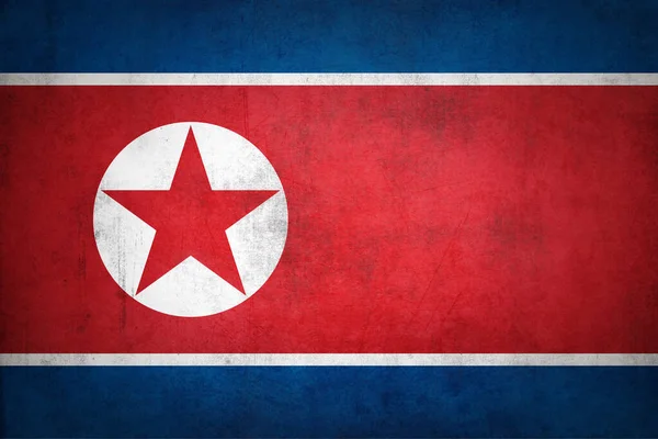 Bandera Corea Del Norte Con Textura Grunge — Foto de Stock