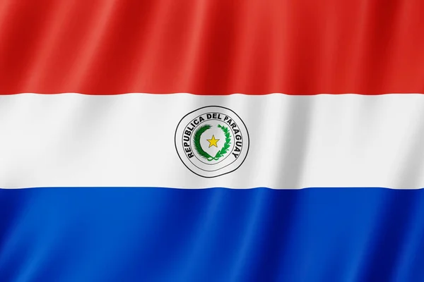 Paraguay Bayrak Rüzgarda Sallayarak — Stok fotoğraf