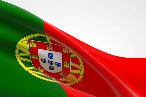 Renderização Bandeira Portuguesa Acenando — Fotografia de Stock