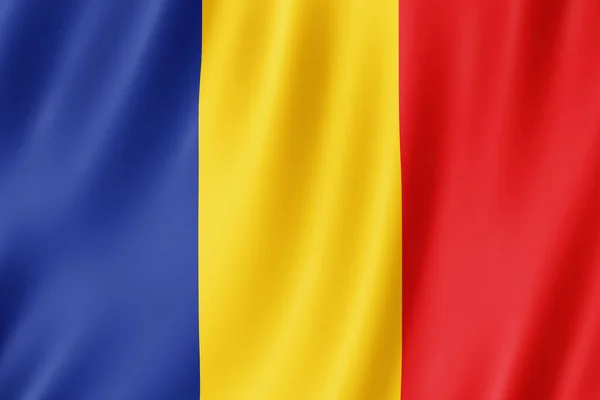 罗马尼亚国旗在风中摇曳 — 图库照片
