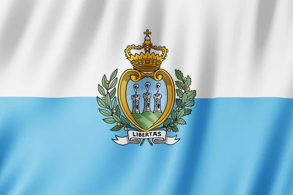 Bandeira San Marino Acenando Vento — Fotografia de Stock