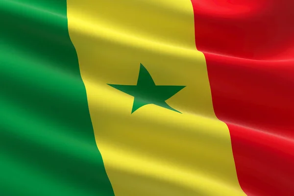 Szenegál Zászlaja Illusztráció Szenegáli Zászló Integetett — Stock Fotó