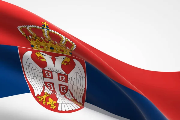 Render Serbian Flag Waving — стокове фото