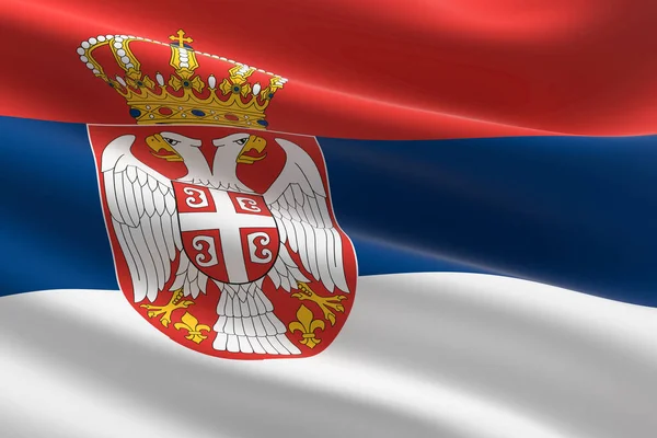 Bandera Serbia Ilustración Bandera Serbia Ondeando — Foto de Stock