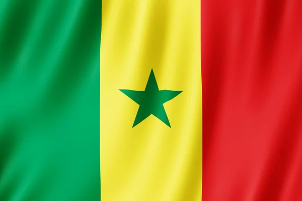 Bandeira Senegal Acenando Vento — Fotografia de Stock