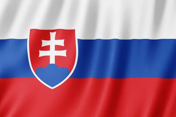 斯洛伐克国旗在风中摇曳 — 图库照片