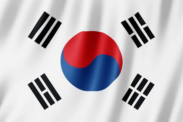 Zuid Korea Vlag Zwaaien Wind — Stockfoto