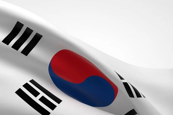Rendering Della Bandiera Sudcoreana Sventolando — Foto Stock
