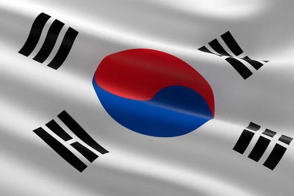 Drapeau Corée Sud Illustration Drapeau Sud Coréen Agitant — Photo