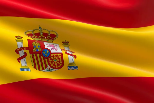 スペインの国旗 スペイン語の旗の3Dイラストを振って — ストック写真