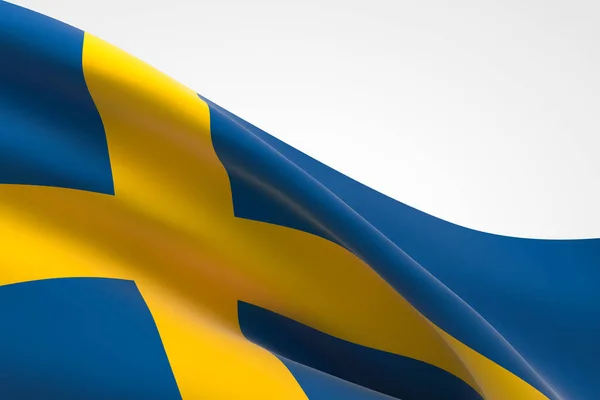 Render Swedish Flag Waving — Stock Photo, Image