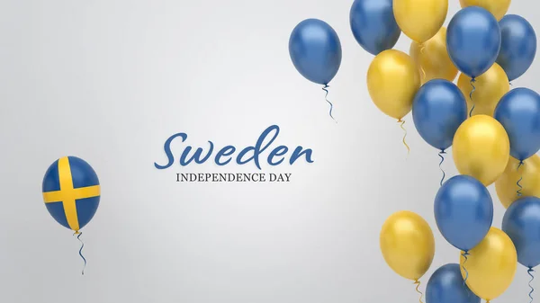 Ünnepi Banner Léggömbökkel Svédországban Zászló Színek — Stock Fotó