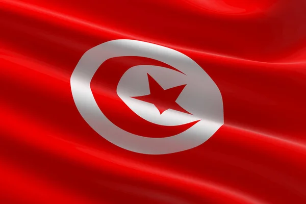 Tunisiens Flagga Illustration Den Tunisiska Flaggan Viftar — Stockfoto