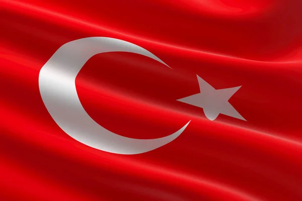Bandiera Della Turchia Illustrazione Della Bandiera Turca Sventolante — Foto Stock