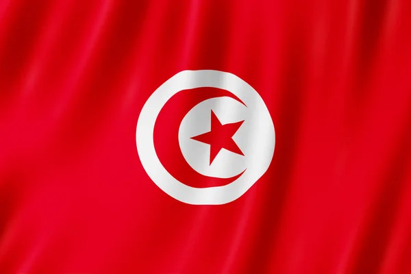 Tuniská Vlajka Vlaje Větru — Stock fotografie