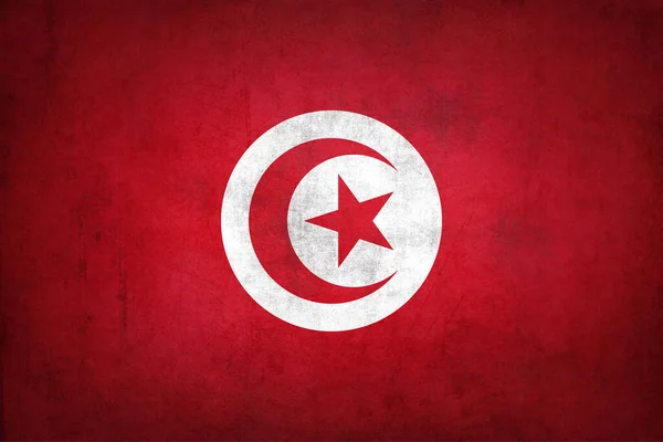 Tunisien Flagga Med Grunge Konsistens — Stockfoto