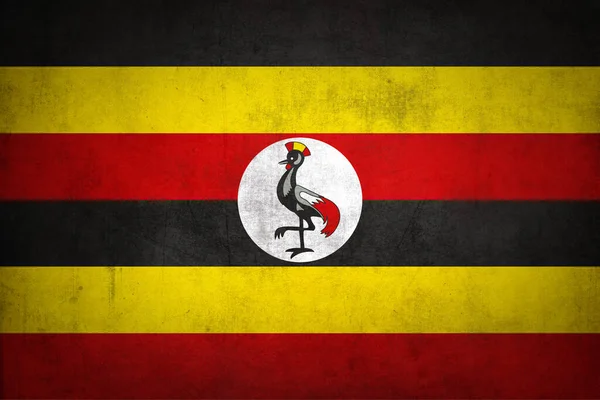 Ugandská Vlajka Grunge Texturou — Stock fotografie