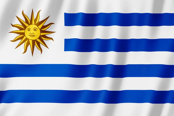 乌拉圭国旗在风中摇曳 — 图库照片