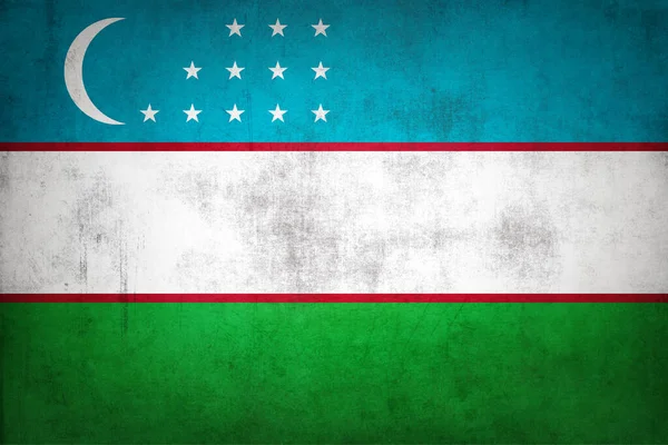Uzbekistan Flagga Med Grunge Konsistens — Stockfoto