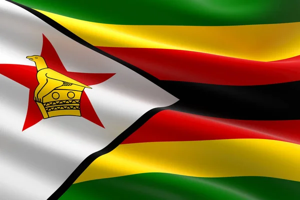 津巴布韦国旗 3D展示了津巴布韦国旗飘扬的画面 — 图库照片