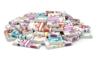 Birleşik Krallık banknot desteleri yığını çoklu mezhepler