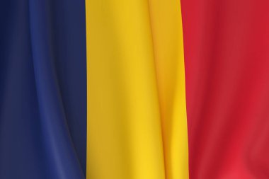 Çad bayrağı, tam kare 3D çizim