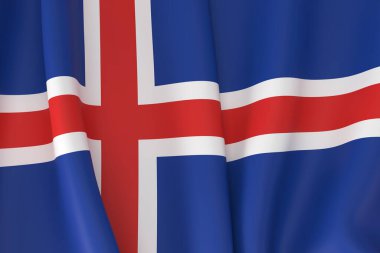 İzlanda ulusal bayrağı 3D görüntüleme.