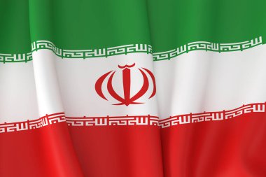 İran bayrağı yakın plan arkaplanı dalgalanıyor