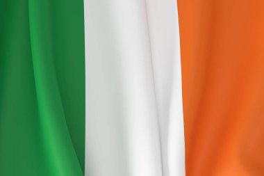 İrlanda bayrağı yakın plan arkaplanda dalgalanıyor