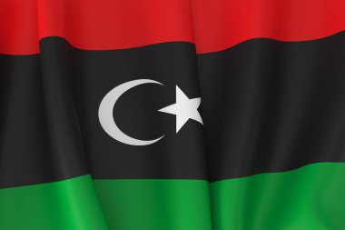 Libya bayrağı yakın plan arkaplanı dalgalanıyor