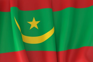 Moritanya bayrağı 3 boyutlu görüntüleme yapıyor.