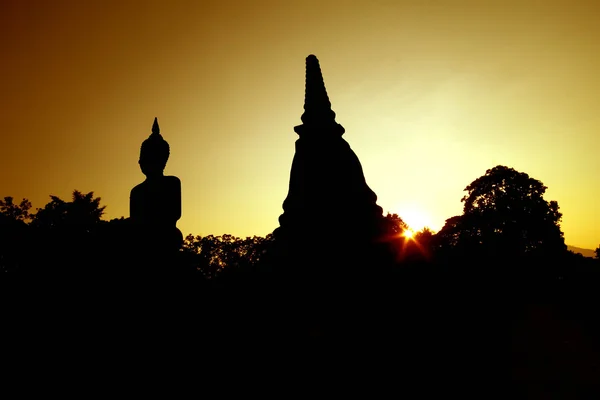 Thailand, Sukhotha  buddha Sunset — Stock Photo, Image