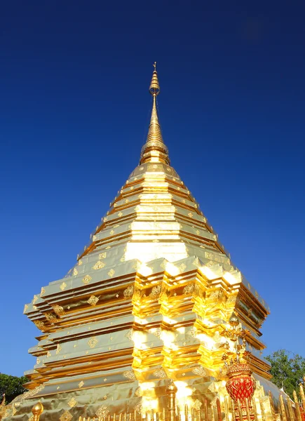 Golden pagoda buddha That Doi Suthep, chiangmai, Thailand — стоковое фото