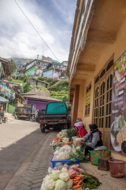 Magelang, Endonezya. 20 Ekim. Dağ yamacının kırsal kesimlerinde ev inşa etmenin güzelliği. Nepal van Java, Orta Java 'daki Sumbing Dağı yamaçlarında yer alan bir kırsal turdur..