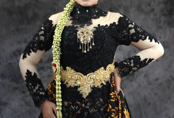 Kebaya Indonezyjskich Kobiet Nowoczesnym Stylu Kebaya Typowa Odzież Jawajska Motywem — Zdjęcie stockowe