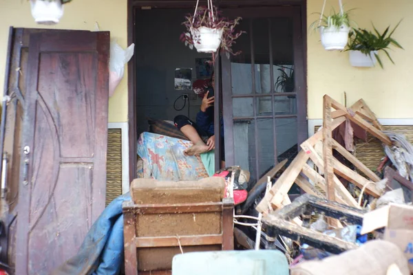 Inundações Repentinas Que Destruíram Dezenas Casas Causaram Baixas Edifícios Destruídos Imagem De Stock