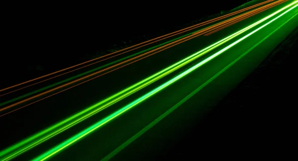 Abstraktní Zelená Světla Aut Noci — Stock fotografie