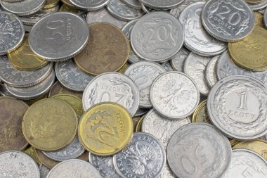 Polonya madeni para makro fotoğrafı. doku veya arkaplan