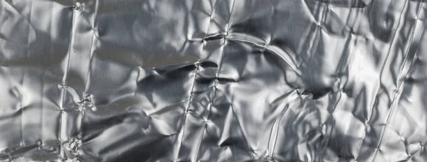Crumpled Silver Aluminum Foil Background Texture — Stock Photo, Image